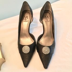 M by Marinelli Brocade Dress Pumps Black Size 7.5